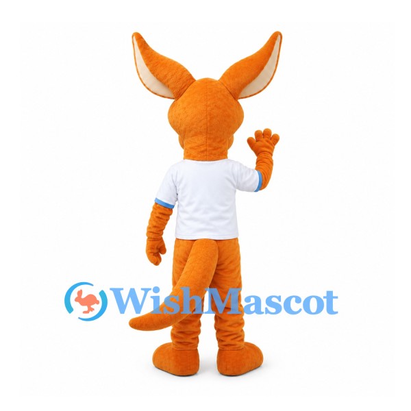 Kangaroo Mascot Costume in Orange with White Shirt