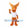 Kangaroo Mascot Costume in Orange with White Shirt