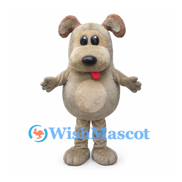 Dog Mascot Costume in Beige with Rounded Belly