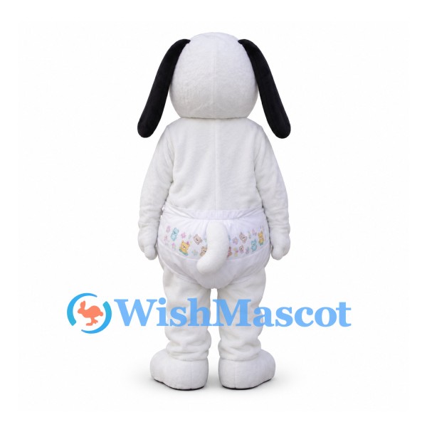 Baby Dog Mascot Costume in White with Black Ears