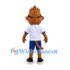 Monkey Mascot Costume with Glasses and Blue Shorts