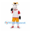 Goat Mascot Costume in White with Red and White Shirt