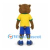 Bear Mascot Costume with Yellow Jersey and Blue Shorts
