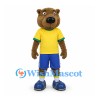 Bear Mascot Costume with Yellow Jersey and Blue Shorts