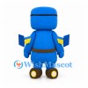 Robot Mascot Costume in Blue with Yellow Goggles