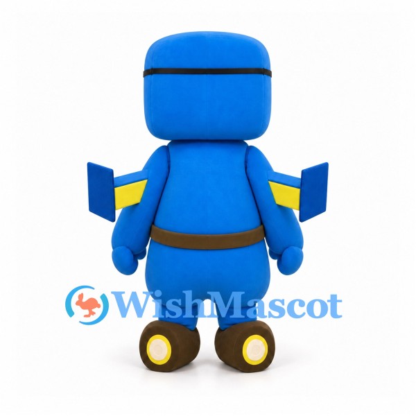Robot Mascot Costume in Blue with Yellow Goggles