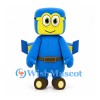 Robot Mascot Costume in Blue with Yellow Goggles