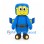 Robot Mascot Costume in Blue with Yellow Goggles