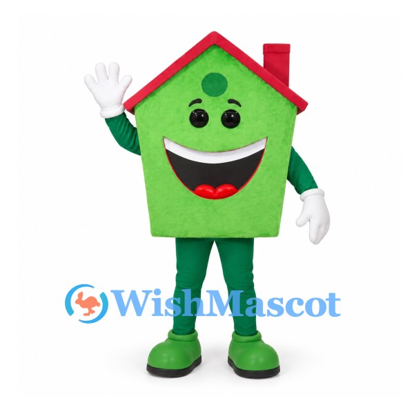 House Mascot Costume in Green with Red Roof
