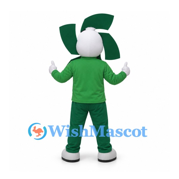 Pinwheel Mascot Costume in Green with White Face