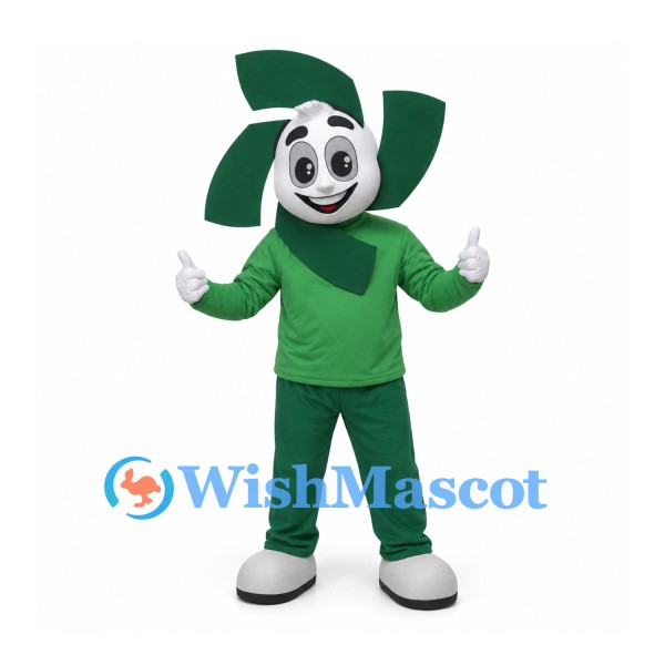 Pinwheel Mascot Costume in Green with White Face