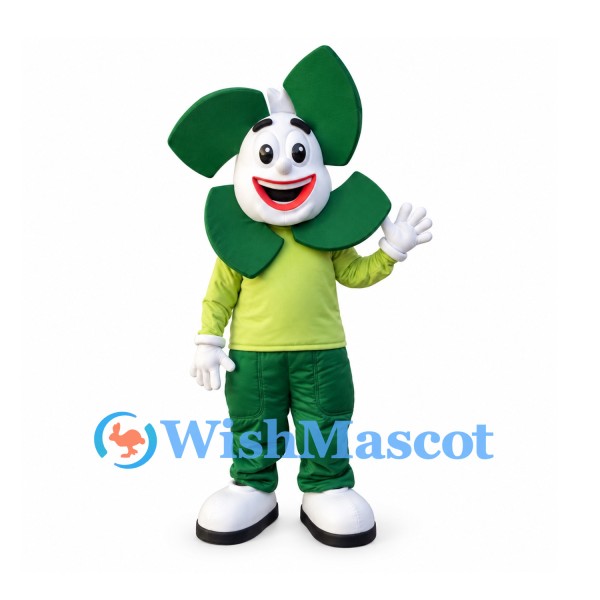 Pinwheel Mascot Costume with Lime Shirt and Green Pants