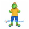 Crocodile Mascot Costume with Yellow Shirt and Blue Shorts