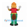 Beaver Mascot Costume with Red Shirt and Green Work Pants