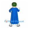 Superhero Mascot Costume in Blue with Green Hair and Cape