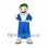 Superhero Mascot Costume in Blue with Green Hair and Cape