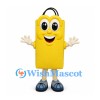 Shopping Bag Mascot Costume in Yellow with Black Handles