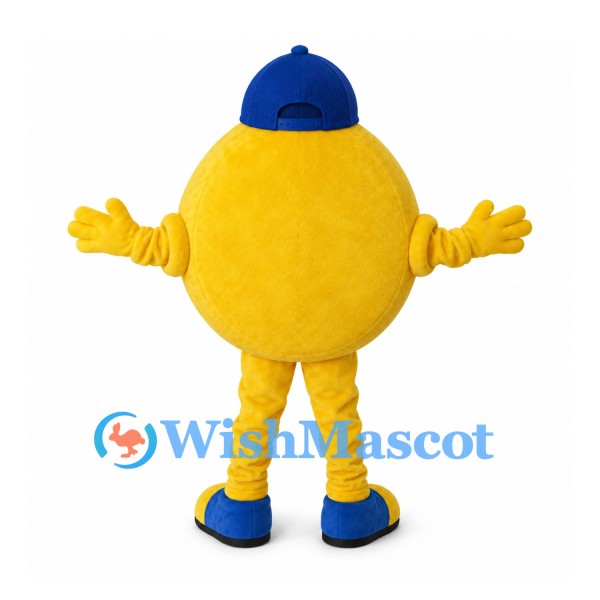 Ball Mascot Costume in Yellow with Blue Cap
