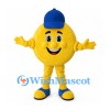 Ball Mascot Costume in Yellow with Blue Cap