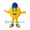 Ball Mascot Costume in Yellow with Blue Cap