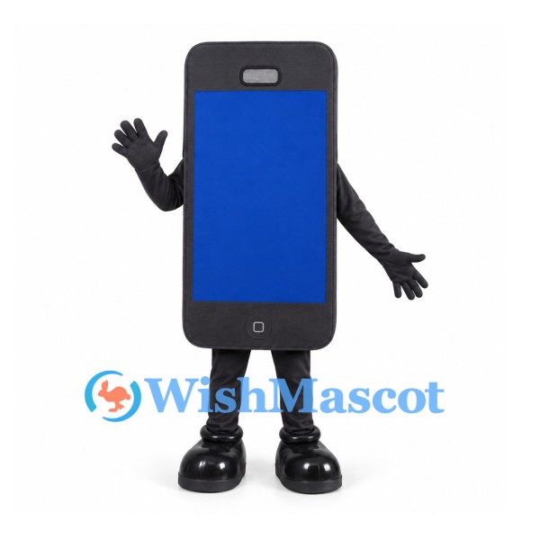 Smartphone Mascot Costume in Black with Blue Screen