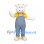 Goat Mascot Costume in White with Gray Overalls