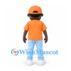 Boy Mascot Costume with Orange Cap and Shirt