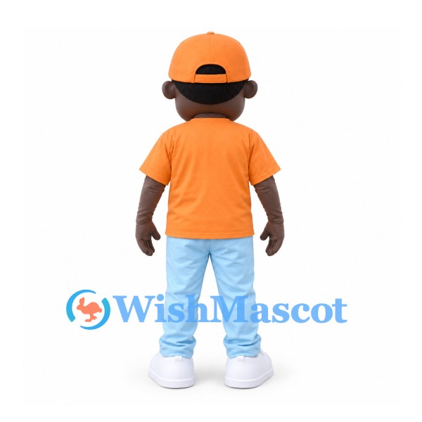 Boy Mascot Costume with Orange Cap and Shirt