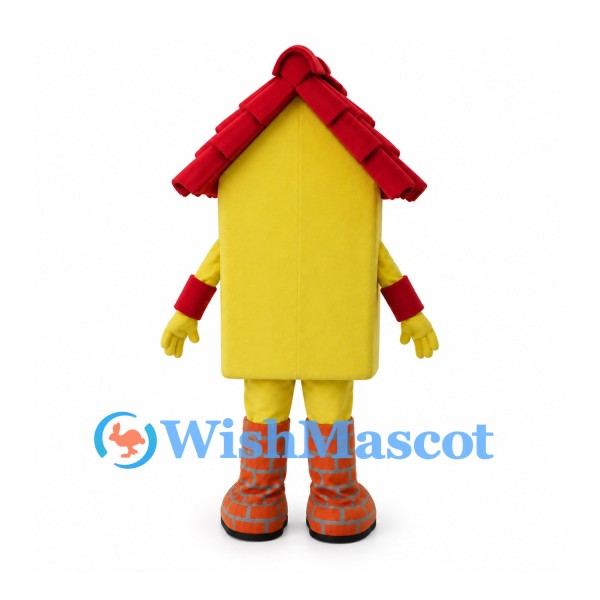 House Mascot Costume in Yellow with Red Roof and Brick Details