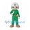 Construction Worker Mascot Costume with Green Uniform and White Hard Hat