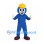 Construction Worker Mascot Costume in Blue with Yellow Hard Hat