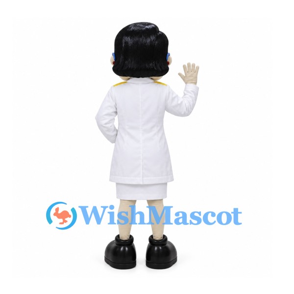 Doctor Mascot Costume with White Coat and Blue Glasses