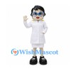 Doctor Mascot Costume with White Coat and Blue Glasses