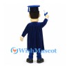 Graduate Mascot Costume with Navy Gown and Mortarboard
