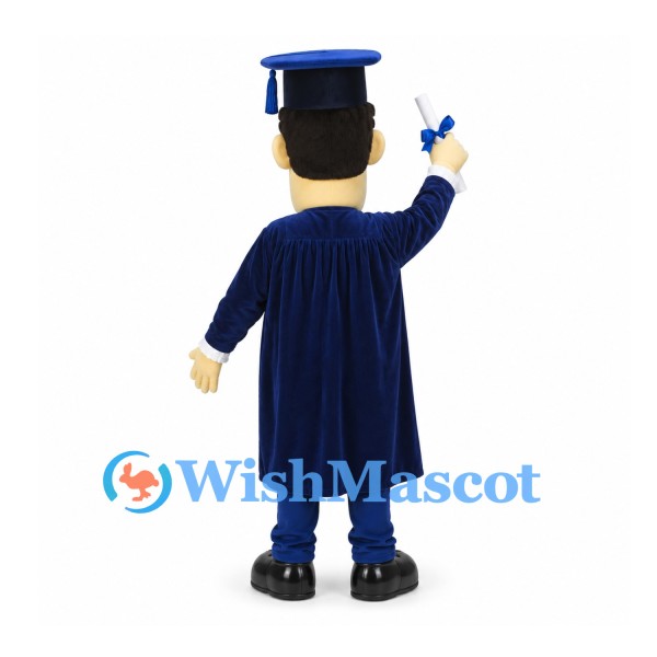 Graduate Mascot Costume with Navy Gown and Mortarboard