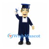 Graduate Mascot Costume with Navy Gown and Mortarboard