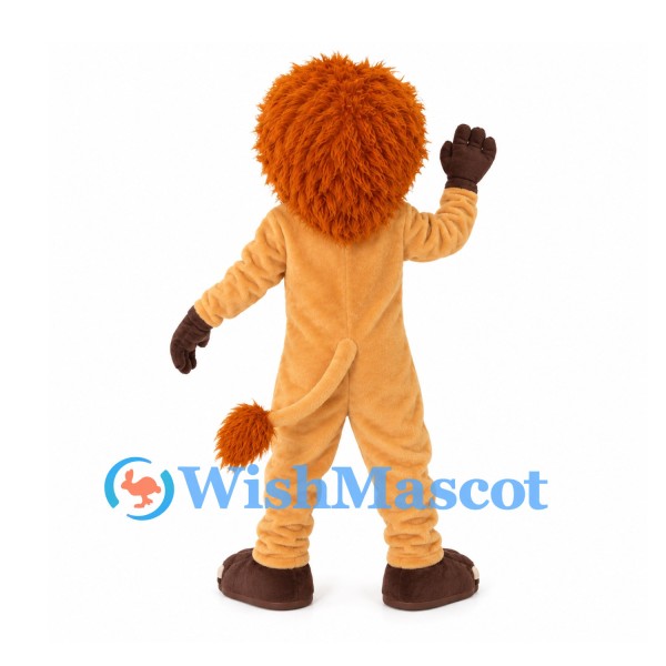 Lion Mascot Costume with Orange Mane and Tan Body