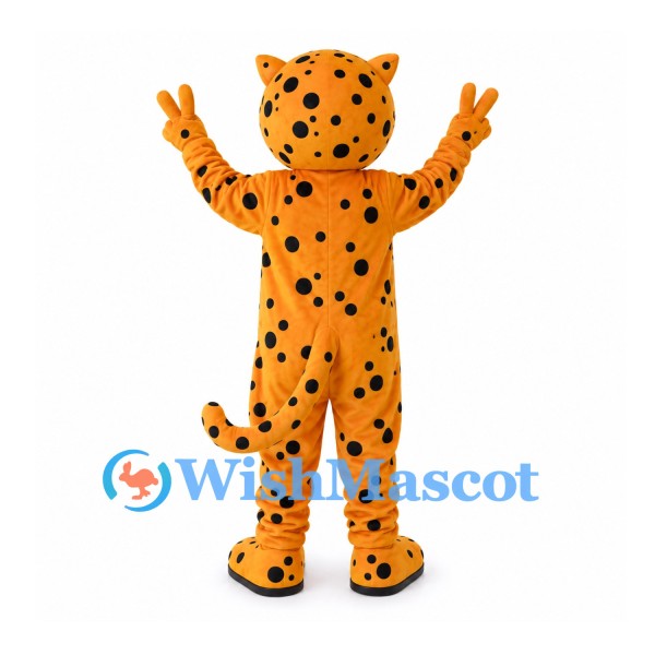 Leopard Mascot Costume in Orange with Black Spots