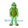 Turtle Mascot Costume in Green with Blue Glasses
