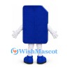 SIM Card Mascot Costume in Blue with White Arms and Legs