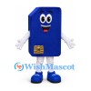 SIM Card Mascot Costume in Blue with White Arms and Legs