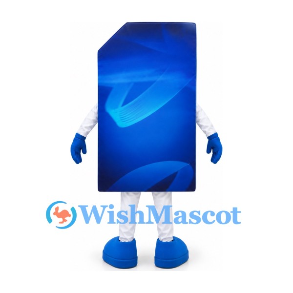 SIM Card Mascot Costume with Blue Wave Pattern