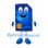 SIM Card Mascot Costume with Blue Wave Pattern
