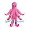 Octopus Mascot Costume in Pink with Smiling Face