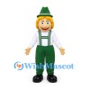Farmer Mascot Costume with Green Hat and Overalls