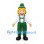Farmer Mascot Costume with Green Hat and Overalls
