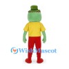 Frog Mascot Costume with Green Hat and Yellow Clover Shirt