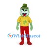 Frog Mascot Costume with Green Hat and Yellow Clover Shirt
