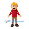 Boy Mascot Costume with Blond Hair and Red Sweater