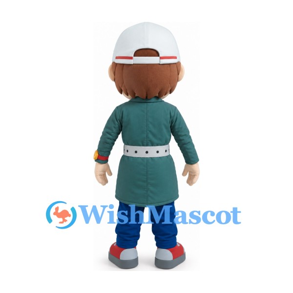 Boy Mascot Costume with Green Coat and White Hat
